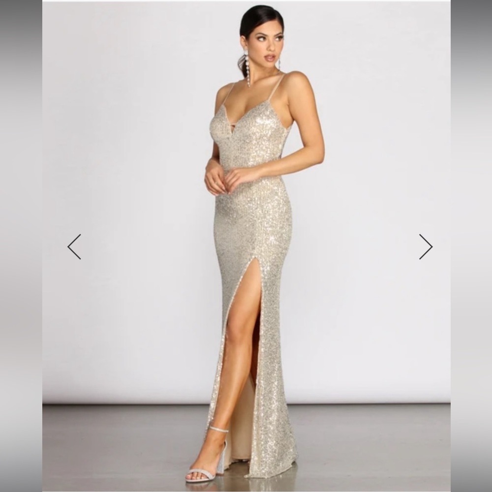Gold Glittery Maxi Dress
